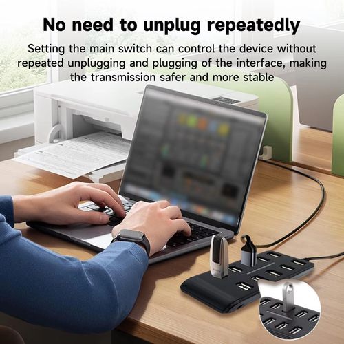 Hub USB avec câble d'extension et contrôle pratique pour ordinateur portable