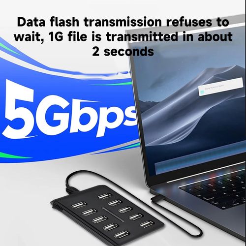 Hub USB haute vitesse pour transfert de données sur PC portable et ordinateur de bureau
