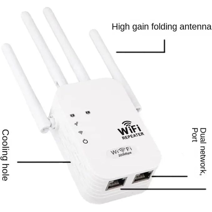Amplificateur WiFi 4 antennes avec port Ethernet pour étendre le réseau sans fil